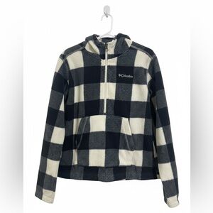 Columbia Kids Plaid Black and Off White Hoodie